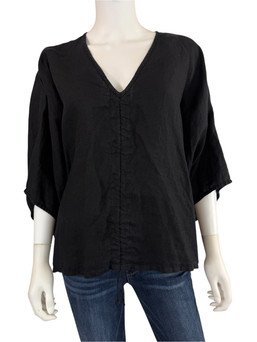 BRYN Walker Black 100% Linen Top Size XL I0933